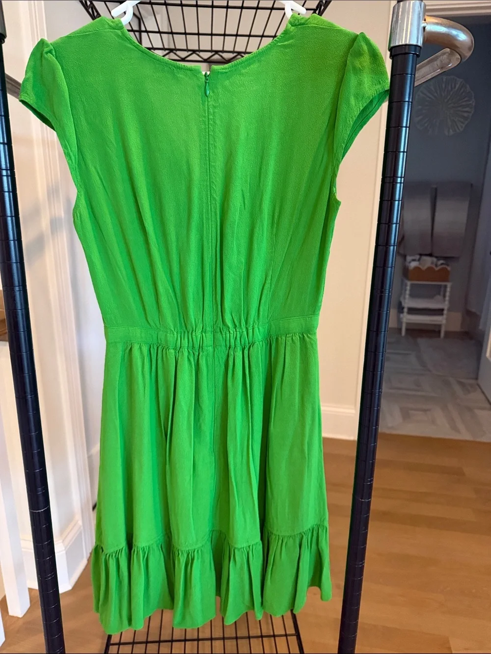 J. Crew Bright Green Ruffle Wrap Mini Dress